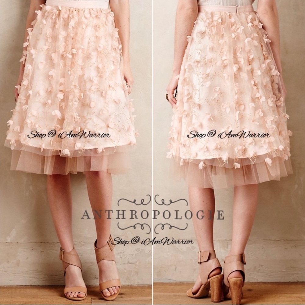 Anthropologie Eva Franco NWT blush tulle skirt